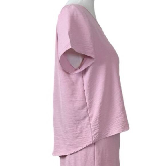 Saints New 2 Piece Set Wide Leg Pant Short Sleeve Top Blush Pink Women’s Size XL - Picture 7 of 15